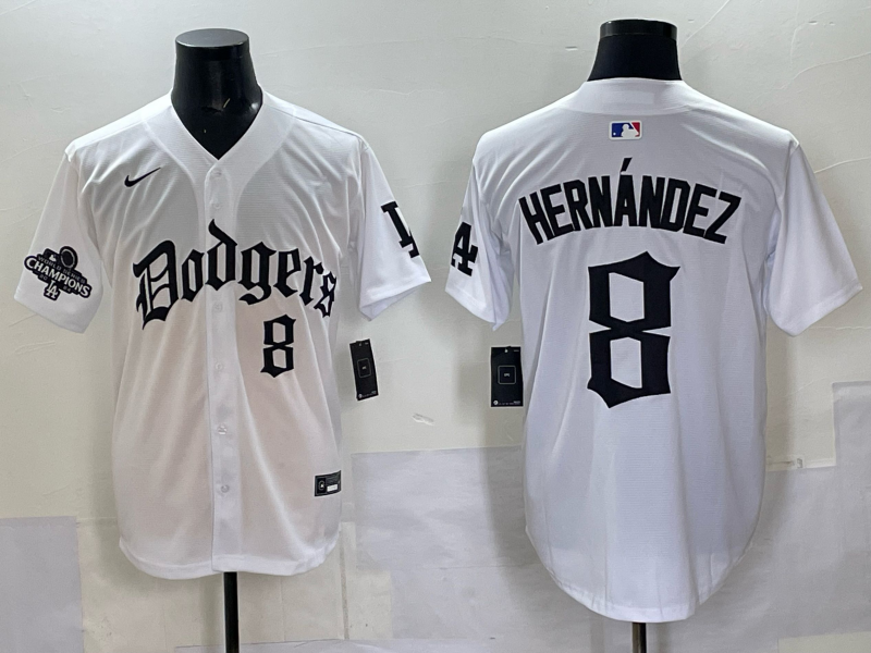 Men Los Angeles Dodgers 8 Hernandez white Nike 2025 MLB jersey 0013